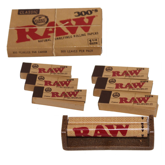 RAW Classic 300 Bundle – 300 unbleached 1¼ rolling papers and 300 RAW tips in eco-friendly packaging