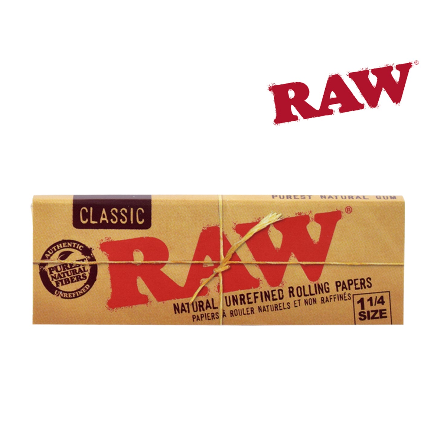 RAW Classic 1¼ Rolling Papers 24pk ā Natural unrefined rolling paper box