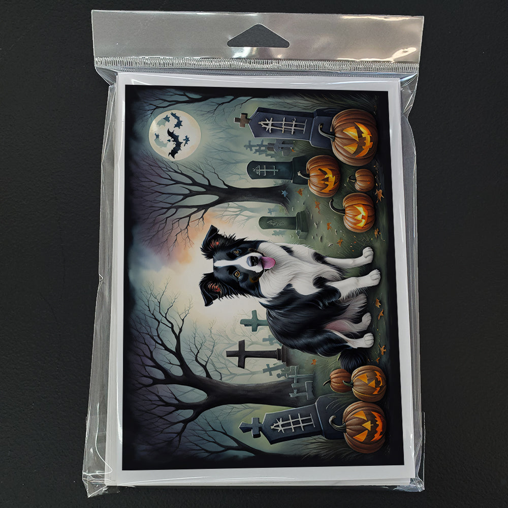 Caroline's Treasures DAC2018GCA7P Border Collie Spooky Halloween Greeting Cards and Envelopes Pack of 8 Blank Cards with Envelopes Whimsical A7 Size 5x7 Blank Greeting Cards