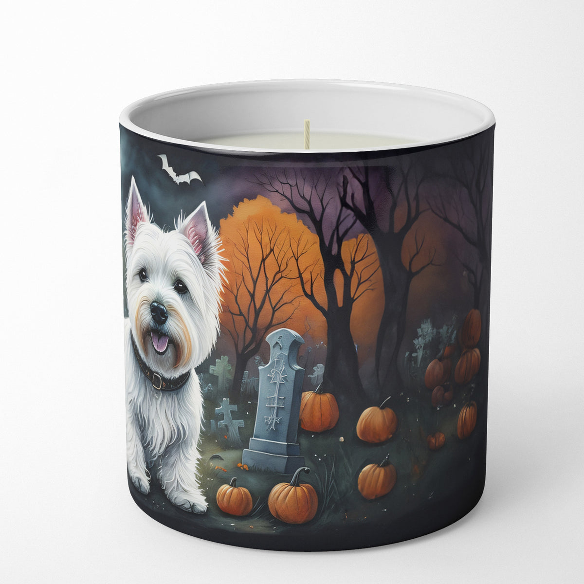 Caroline's Treasures DAC2058CDL Westie Spooky Halloween Decorative Soy Candle Nature Soy Wax Essential Oil Home Decor Ideal for Bedroom Kitchen Bath Office Gift, 10 oz