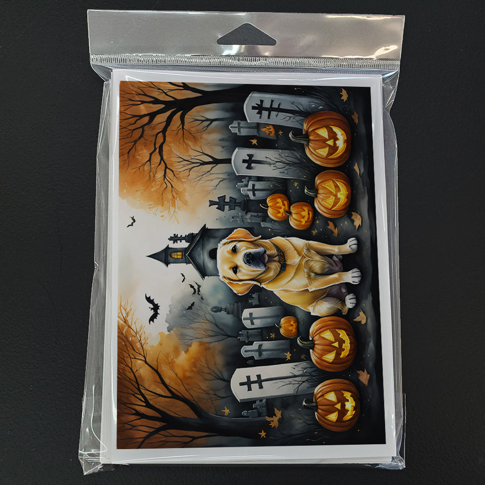 Caroline's Treasures DAC2060GCA7P Yellow Labrador Retriever Spooky Halloween Greeting Cards and Envelopes Pack of 8 Blank Cards with Envelopes Whimsical A7 Size 5x7 Blank Greeting Cards