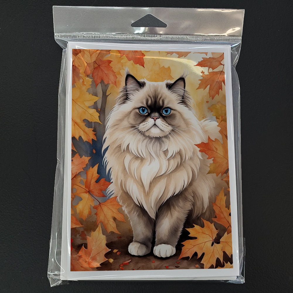 Caroline's Treasures Colorpoint Longhair Cat in Fall Leaves Greeting Cards Pack of 8 Blank Cards with Envelopes - image 3