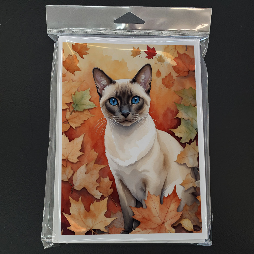 Caroline's Treasures Colorpoint Shorthair Cat in Fall Leaves Greeting Cards Pack of 8 Blank Cards with Envelopes - image 3