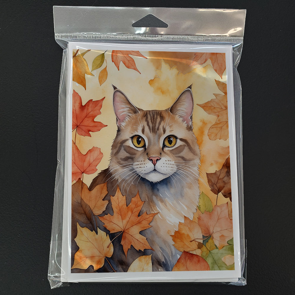 Caroline's Treasures Dwelf Cat in Fall Leaves Greeting Cards Pack of 8 Blank Cards with Envelopes Whimsical A7 Size 5x7 - image 3