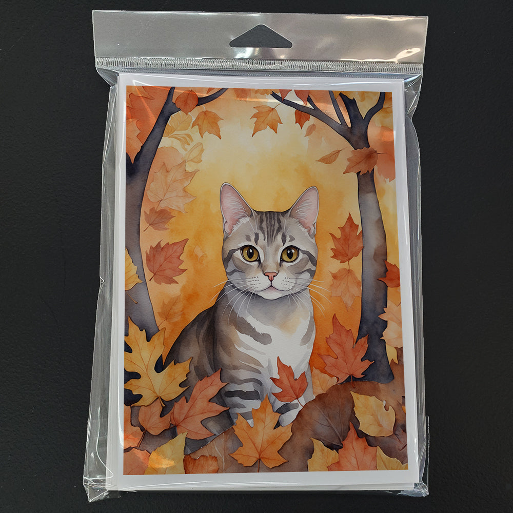 Caroline's Treasures European Shorthair Cat in Fall Leaves Greeting Cards Pack of 8 Blank Cards with Envelopes - image 3