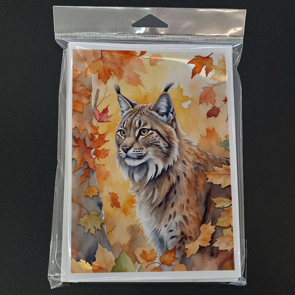 Caroline's Treasures Highlander Lynx Cat in Fall Leaves Greeting Cards Pack of 8 Blank Cards with Envelopes Whimsical - image 3