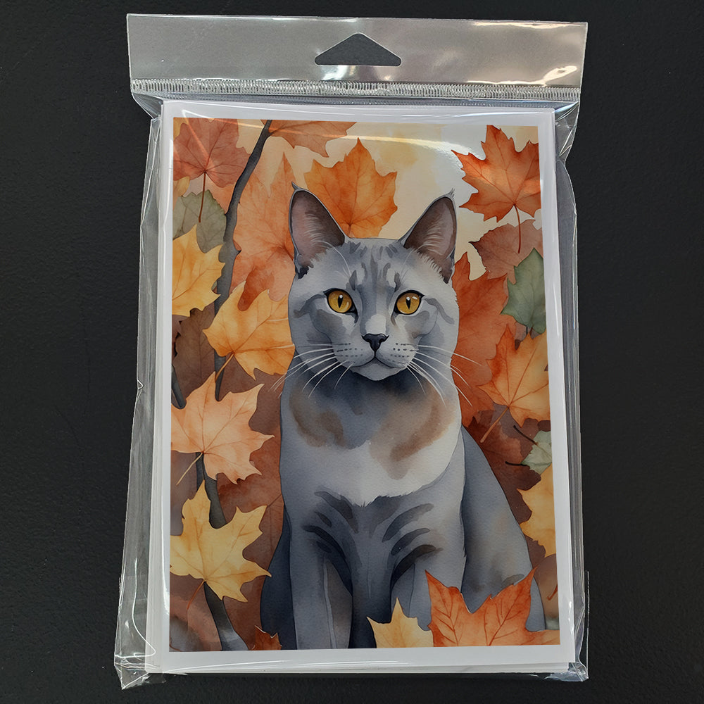 Caroline's Treasures Korat Cat in Fall Leaves Greeting Cards Pack of 8 Blank Cards with Envelopes Whimsical A7 Size 5x7 - image 3