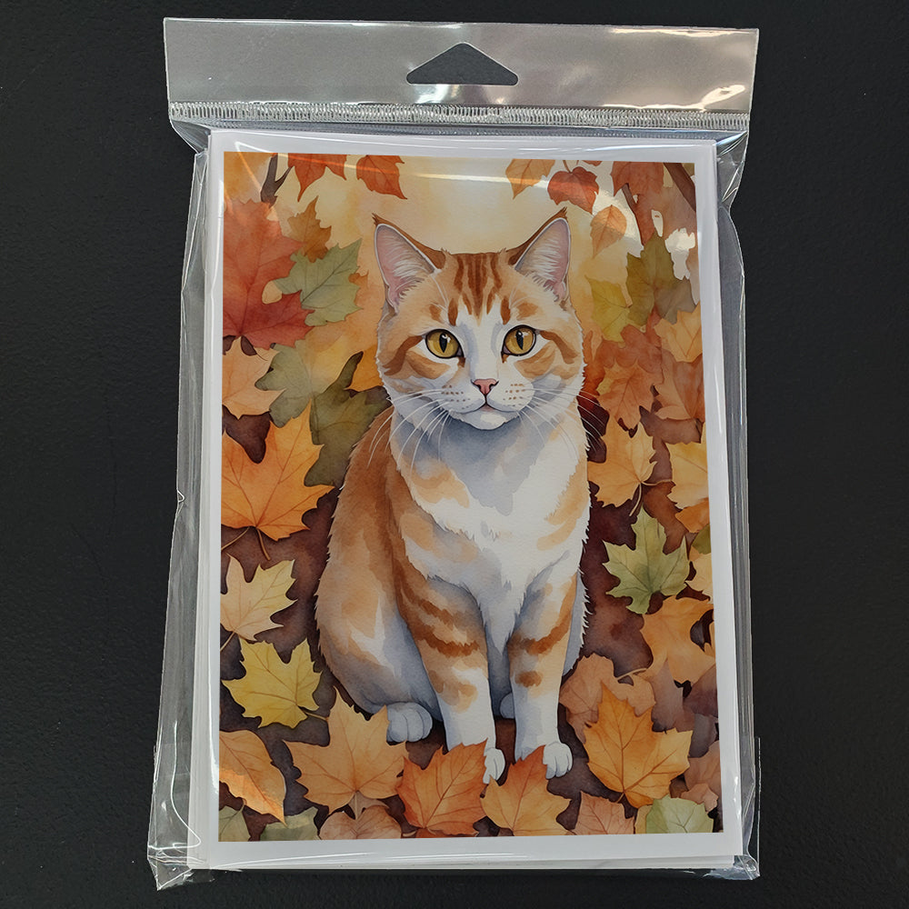 Caroline's Treasures Manx Cat in Fall Leaves Greeting Cards Pack of 8 Blank Cards with Envelopes Whimsical A7 Size 5x7 - image 3