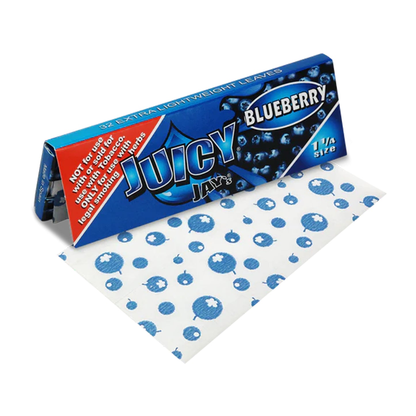 Juicy Jay’s Blueberry 1¼ Rolling Papers 24pk – Flavored rolling paper box with blueberry design