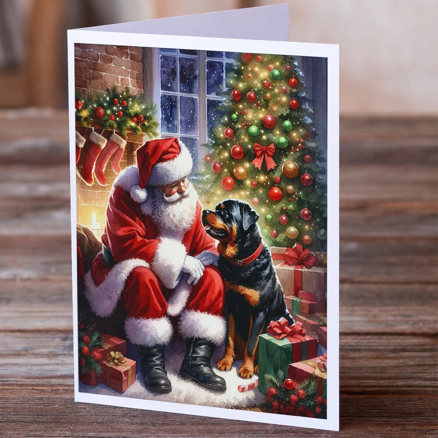 Caroline's Treasures Rottweiler and Santa Greeting Cards -8 Pack