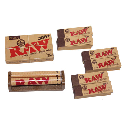 RAW Classic 300 Bundle – 300 unbleached 1¼ rolling papers and 300 RAW tips in eco-friendly packaging