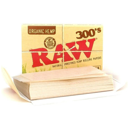 RAW Organic 300 Bundle – 300 unbleached hemp rolling papers and 200 cotton filters in eco-friendly packaging