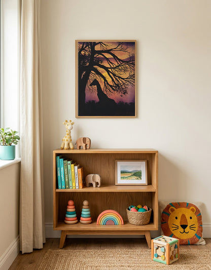 Giraffe by Beth Laking displayed as African wildlife wall art in a coordinated home interior.