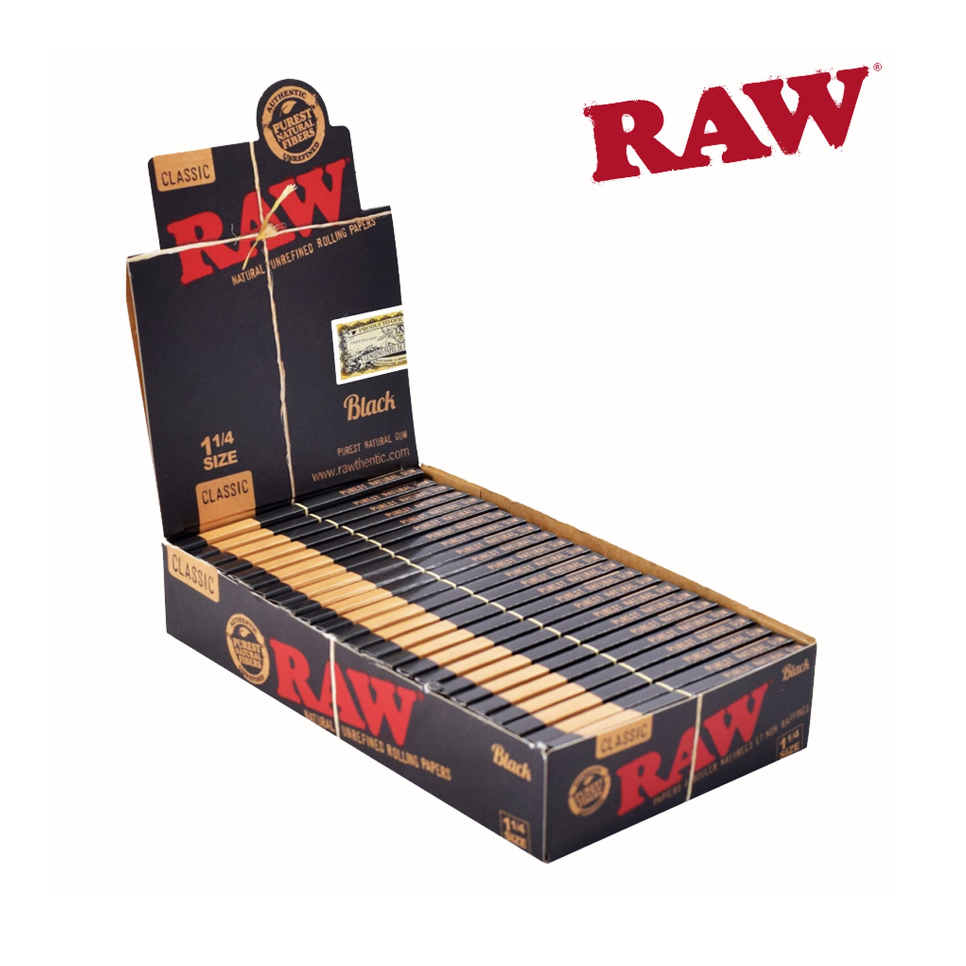 RAW Black 1¼ Rolling Papers 24pk – Ultra-thin eco-friendly rolling paper box