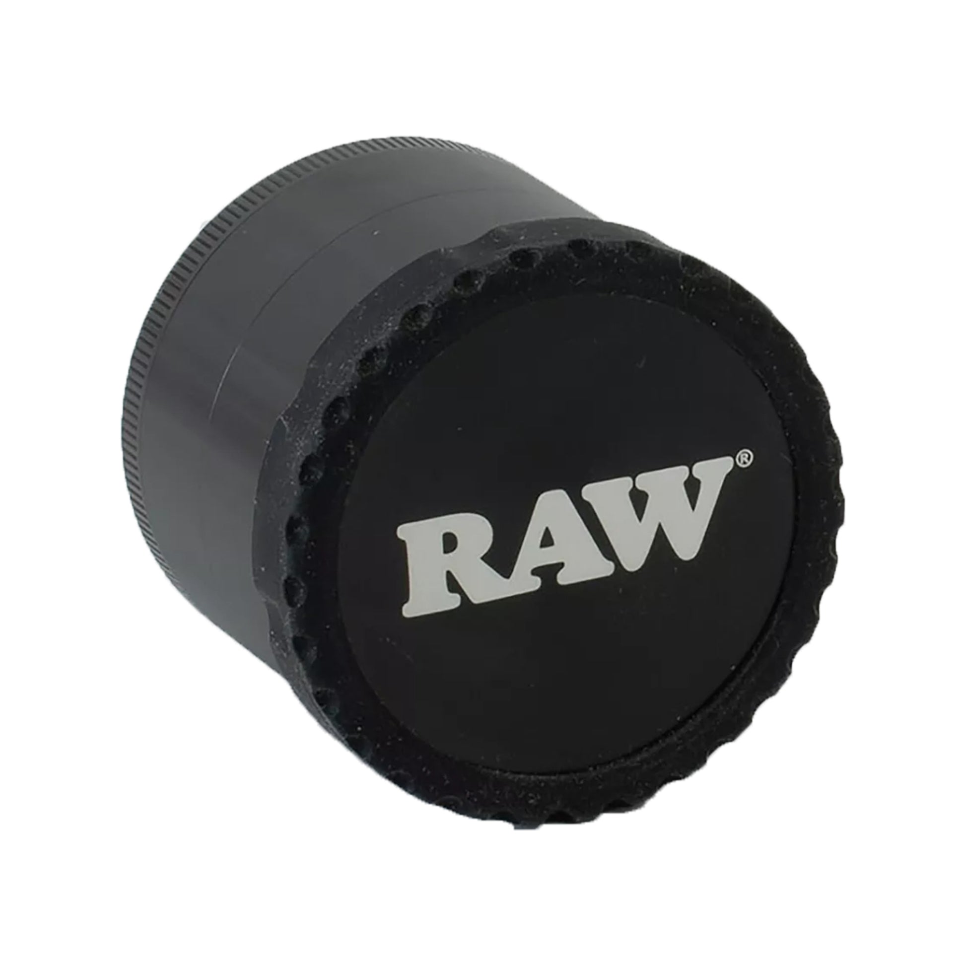 RAW Life Grinder – Black 4-piece modular grinder with large catch basin and stainless steel screen