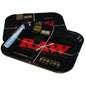 RAW Large Black Rolling Tray with Magnetic Lid – 14x11x1.25 inches, gold-toned metal tray with sleek black finish