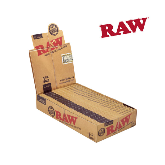 RAW Classic 1¼ Rolling Papers 24pk – Natural unrefined rolling paper box
