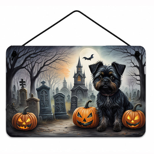 Caroline's Treasures DAC2001DS812 Affenpinscher Spooky Halloween Wall or Door Hanging Prints Aluminum Metal Sign Kitchen Wall Bar Bathroom Plaque Home Decor, 8x12, Multicolor