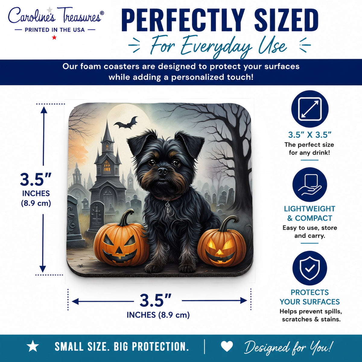 Caroline's Treasures Affenpinscher Dogs Foam Drink Coasters Set of 4