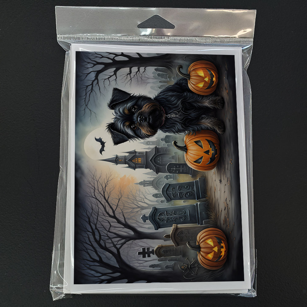 Caroline's Treasures DAC2001GCA7P Affenpinscher Spooky Halloween Greeting Cards and Envelopes Pack of 8 Blank Cards with Envelopes Whimsical A7 Size 5x7 Blank Greeting Cards