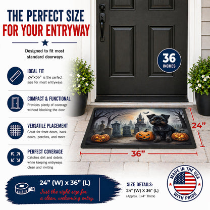 Caroline's Treasures DAC2001JMAT Affenpinscher Spooky Halloween Indoor or Outdoor Mat 24x36 Front Door Mat Indoor Outdoor Rugs for Entryway, Non Slip Washable Low Pile, 24H X 36W