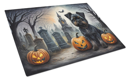 Caroline's Treasures DAC2001LCB Affenpinscher Spooky Halloween Glass Cutting Board Large Decorative Tempered Glass Kitchen Cutting and Serving Board Large Size Chopping Board