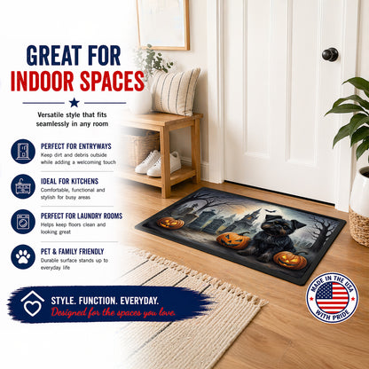 Caroline's Treasures DAC2001MAT Affenpinscher Spooky Halloween Doormat 18x27 Front Door Mat Indoor Outdoor Rugs for Entryway, Non Slip Washable Low Pile, 18H X 27W