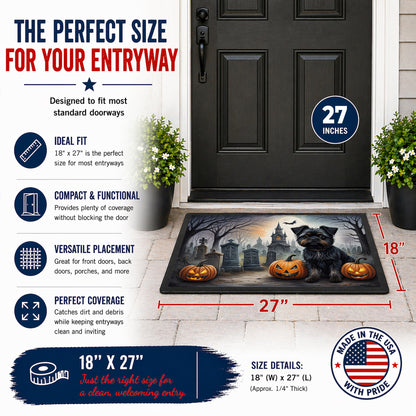 Caroline's Treasures DAC2001MAT Affenpinscher Spooky Halloween Doormat 18x27 Front Door Mat Indoor Outdoor Rugs for Entryway, Non Slip Washable Low Pile, 18H X 27W
