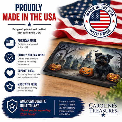 Caroline's Treasures DAC2001MAT Affenpinscher Spooky Halloween Doormat 18x27 Front Door Mat Indoor Outdoor Rugs for Entryway, Non Slip Washable Low Pile, 18H X 27W