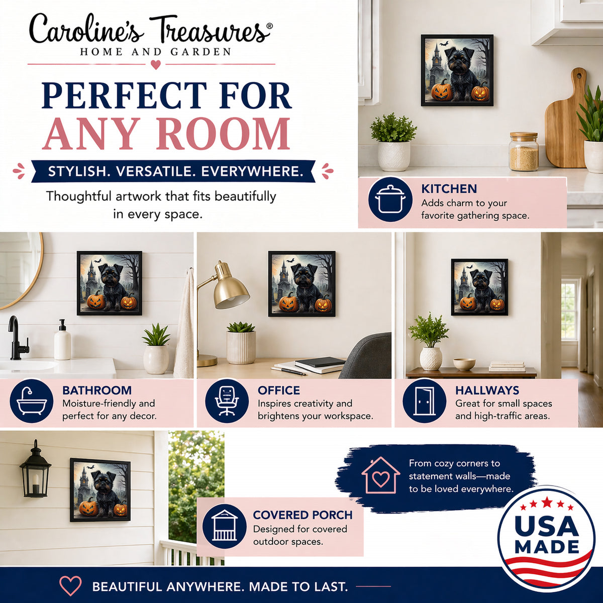 Caroline's Treasures Affenpinscher Dogs Framed Metal Wall Art 8 x 8 Inch