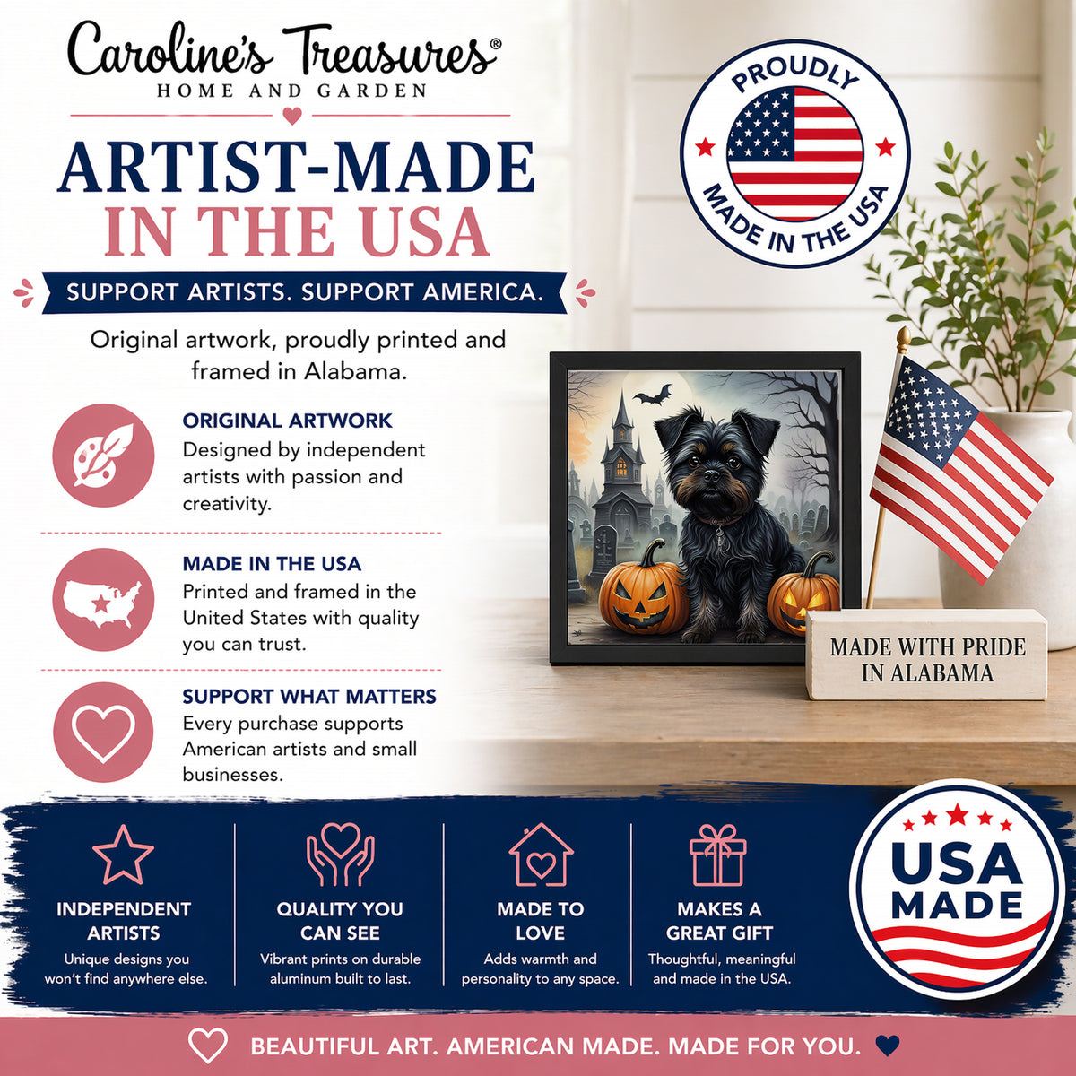 Caroline's Treasures Affenpinscher Dogs Framed Metal Wall Art 8 x 8 Inch