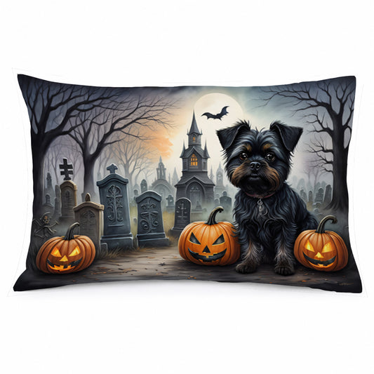Caroline's Treasures DAC2001PILLOWCASE Affenpinscher Spooky Halloween Fabric Standard Pillowcase Lightweight Super Soft Easy Care Decorative Artwork Pillowcase, Standard