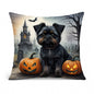Caroline's Treasures DAC2001PW1414 Affenpinscher Spooky Halloween Fabric Decorative Pillow Machine Washable, Indoor Outdoor Decorative Pillow for Couch, Bed or Patio, 14Hx14W