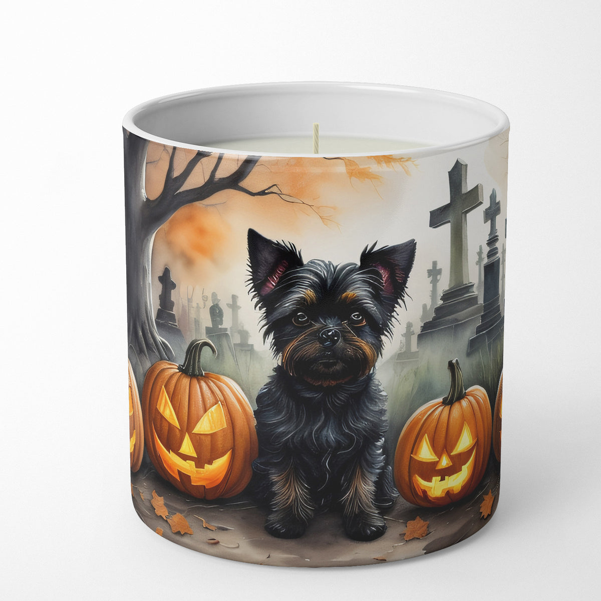 Caroline's Treasures DAC2002CDL Affenpinscher Spooky Halloween Decorative Soy Candle Nature Soy Wax Essential Oil Home Decor Ideal for Bedroom Kitchen Bath Office Gift, 10 oz