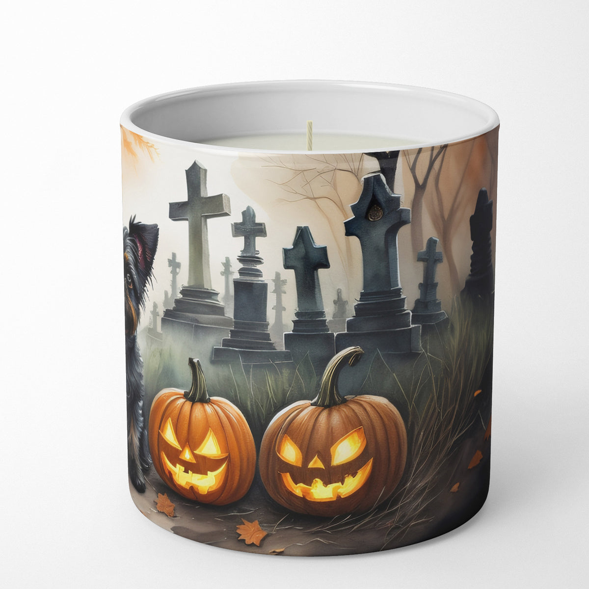 Caroline's Treasures DAC2002CDL Affenpinscher Spooky Halloween Decorative Soy Candle Nature Soy Wax Essential Oil Home Decor Ideal for Bedroom Kitchen Bath Office Gift, 10 oz