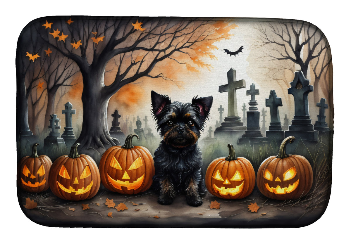 Caroline's Treasures DAC2002DDM Affenpinscher Spooky Halloween Dish Drying Mat Absorbent Dish Drying Mat Pad for Kitchen Counter Dish Drainer Mat for Countertop, 14 x 21, Multicolor