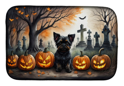 Caroline's Treasures DAC2002DDM Affenpinscher Spooky Halloween Dish Drying Mat Absorbent Dish Drying Mat Pad for Kitchen Counter Dish Drainer Mat for Countertop, 14 x 21, Multicolor