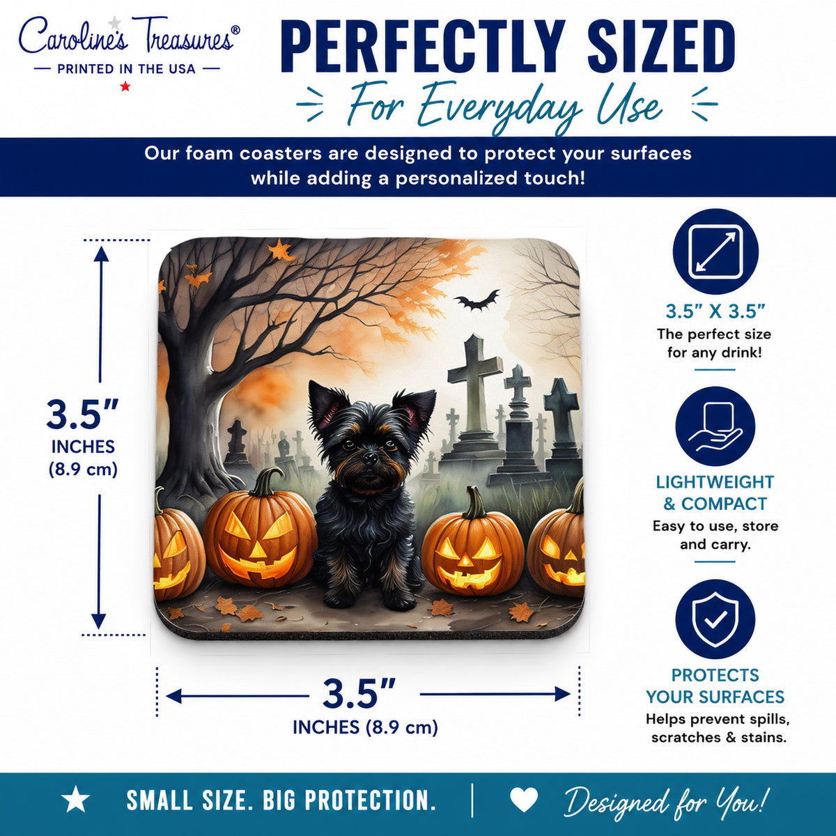 Caroline's Treasures Affenpinscher Dogs Foam Drink Coasters Set of 4