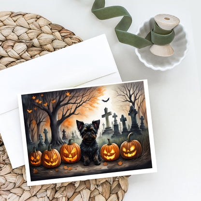 Caroline's Treasures DAC2002GCA7P Affenpinscher Spooky Halloween Greeting Cards and Envelopes Pack of 8 Blank Cards with Envelopes Whimsical A7 Size 5x7 Blank Greeting Cards