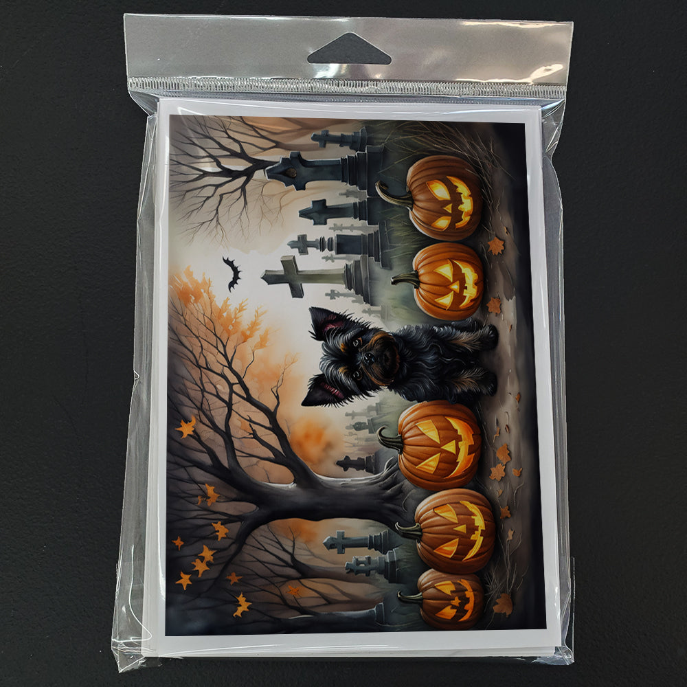 Caroline's Treasures DAC2002GCA7P Affenpinscher Spooky Halloween Greeting Cards and Envelopes Pack of 8 Blank Cards with Envelopes Whimsical A7 Size 5x7 Blank Greeting Cards