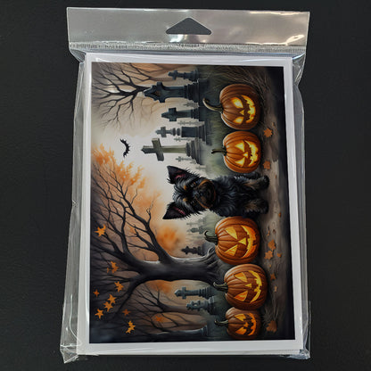 Caroline's Treasures DAC2002GCA7P Affenpinscher Spooky Halloween Greeting Cards and Envelopes Pack of 8 Blank Cards with Envelopes Whimsical A7 Size 5x7 Blank Greeting Cards