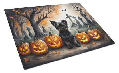 Caroline's Treasures DAC2002LCB Affenpinscher Spooky Halloween Glass Cutting Board Large Decorative Tempered Glass Kitchen Cutting and Serving Board Large Size Chopping Board