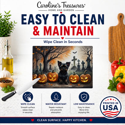 Caroline's Treasures DAC2002LCB Affenpinscher Spooky Halloween Glass Cutting Board Large Decorative Tempered Glass Kitchen Cutting and Serving Board Large Size Chopping Board