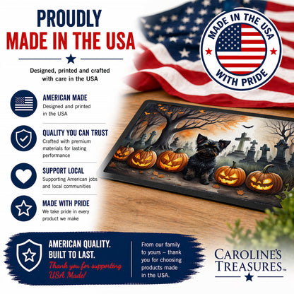 Caroline's Treasures DAC2002MAT Affenpinscher Spooky Halloween Doormat 18x27 Front Door Mat Indoor Outdoor Rugs for Entryway, Non Slip Washable Low Pile, 18H X 27W