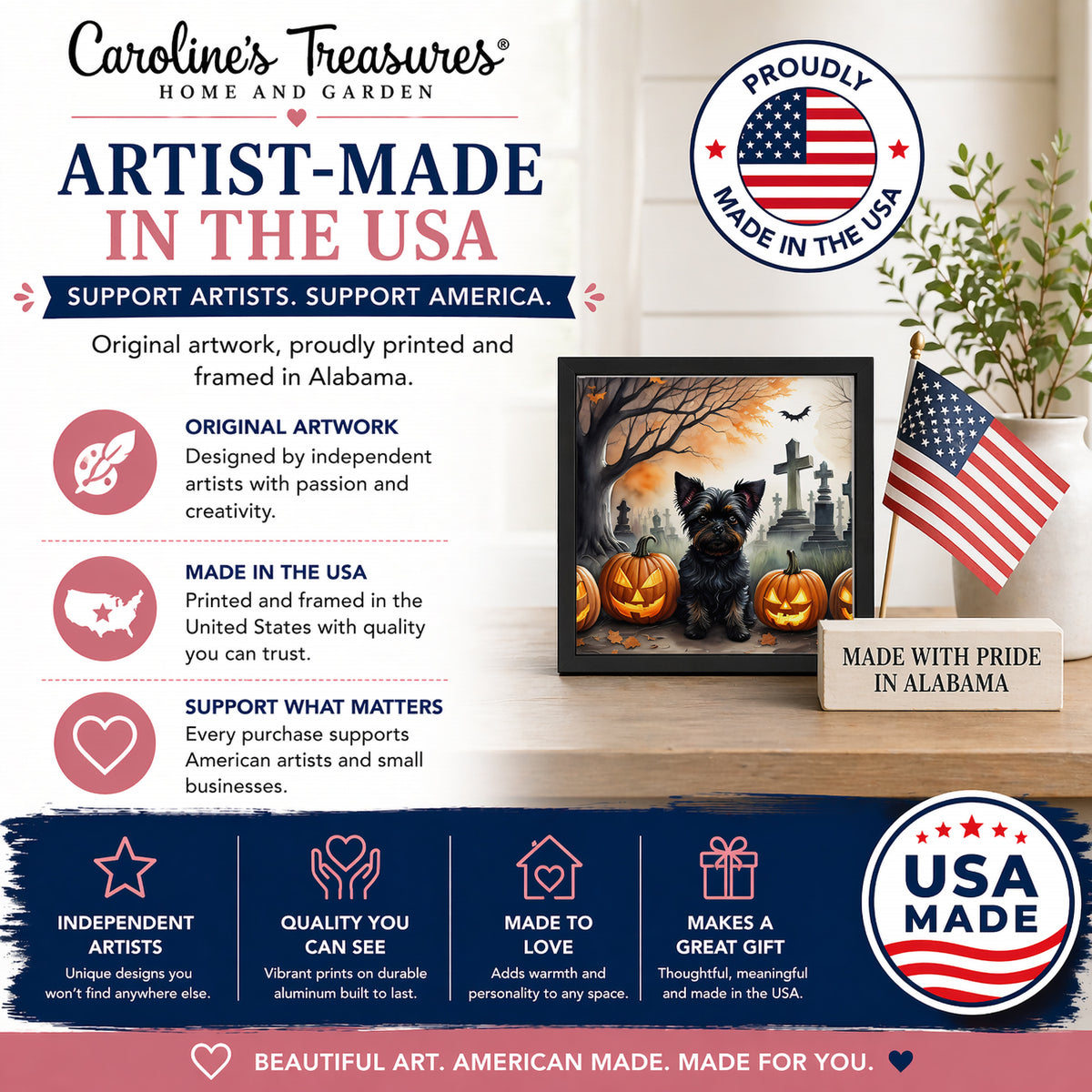 Caroline's Treasures Affenpinscher Dogs Framed Metal Wall Art 8 x 8 Inch