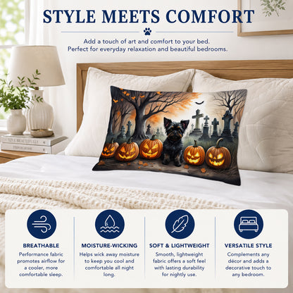 Caroline's Treasures DAC2002PILLOWCASE Affenpinscher Spooky Halloween Fabric Standard Pillowcase Lightweight Super Soft Easy Care Decorative Artwork Pillowcase, Standard