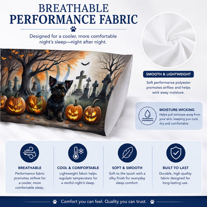 Caroline's Treasures DAC2002PILLOWCASE Affenpinscher Spooky Halloween Fabric Standard Pillowcase Lightweight Super Soft Easy Care Decorative Artwork Pillowcase, Standard