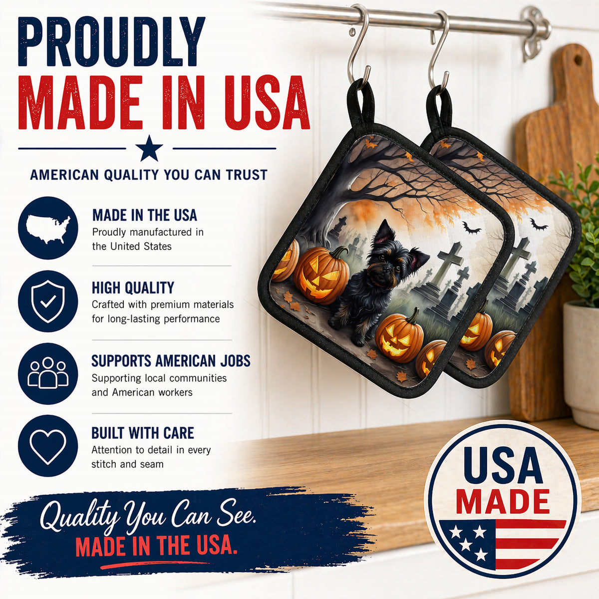Caroline's Treasures Affenpinscher Dogs Set of 2 Kitchen Pot Holders