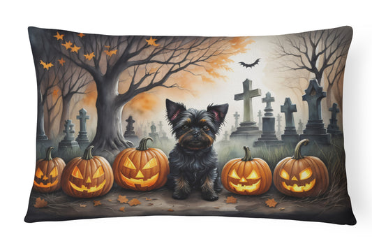 Caroline's Treasures DAC2002PW1216 Affenpinscher Spooky Halloween Fabric Decorative Pillow Machine Washable, Indoor Outdoor Decorative Pillow for Couch, Bed or Patio, 12HX16W