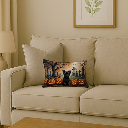 Caroline's Treasures DAC2002PW1216 Affenpinscher Spooky Halloween Fabric Decorative Pillow Machine Washable, Indoor Outdoor Decorative Pillow for Couch, Bed or Patio, 12HX16W